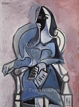  1960 Oil Painting - Femme assise dans un fauteuil II 1960 Cubism
